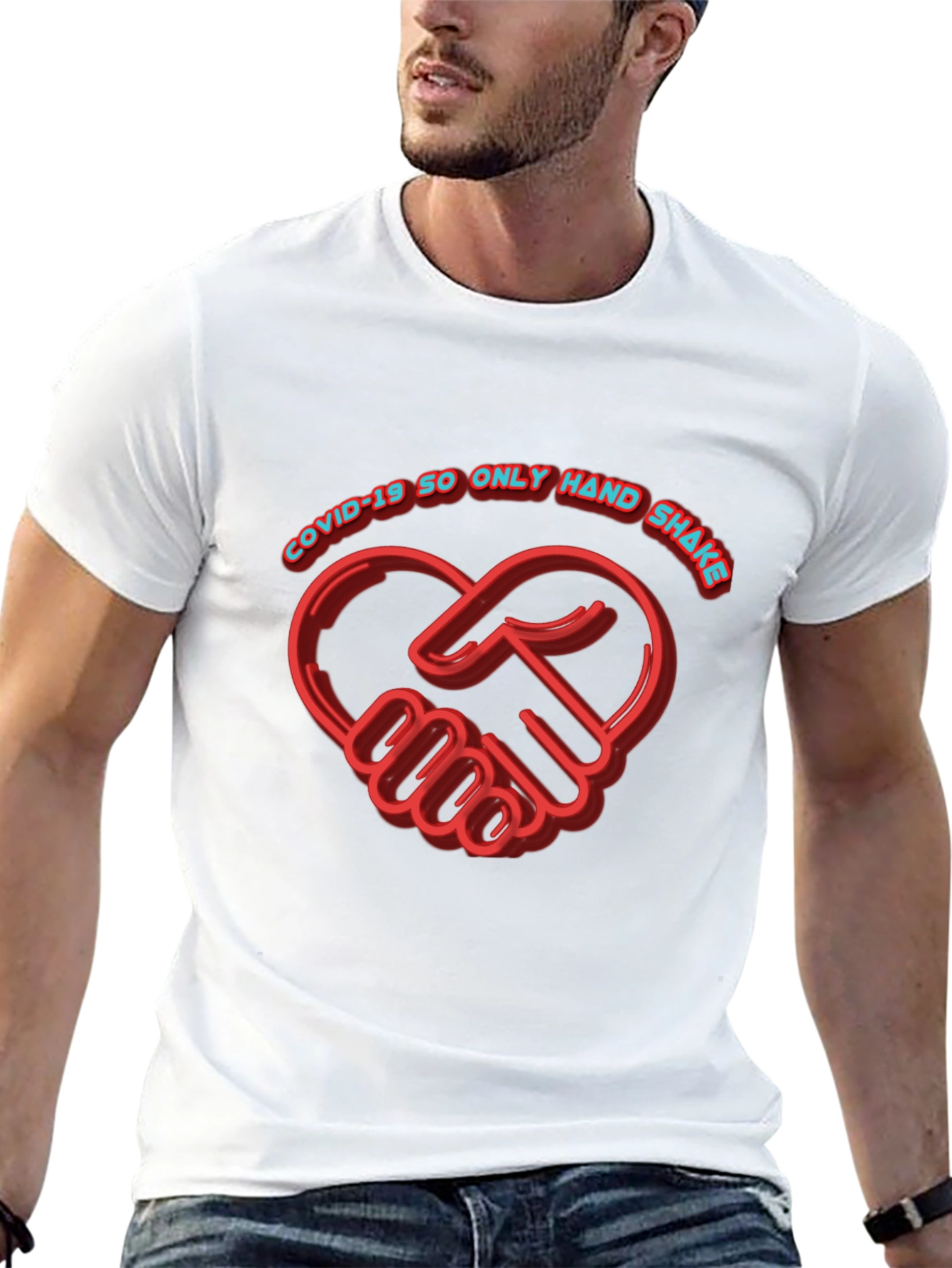 COVID-19 Handshake Heart Black T-Shirt