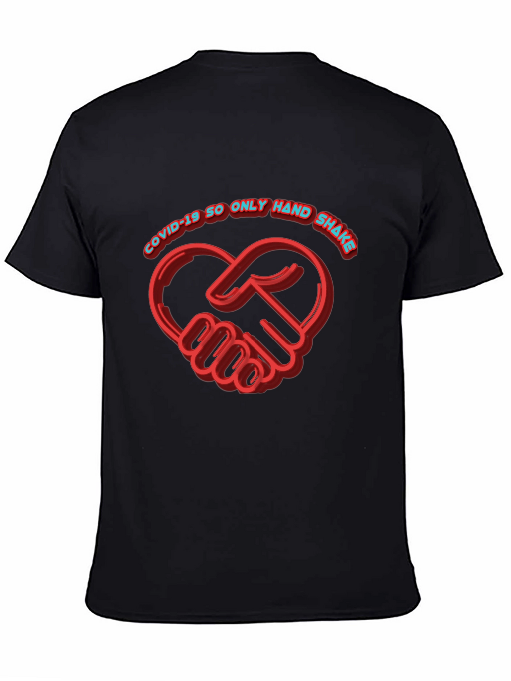 COVID-19 Handshake Heart Black T-Shirt
