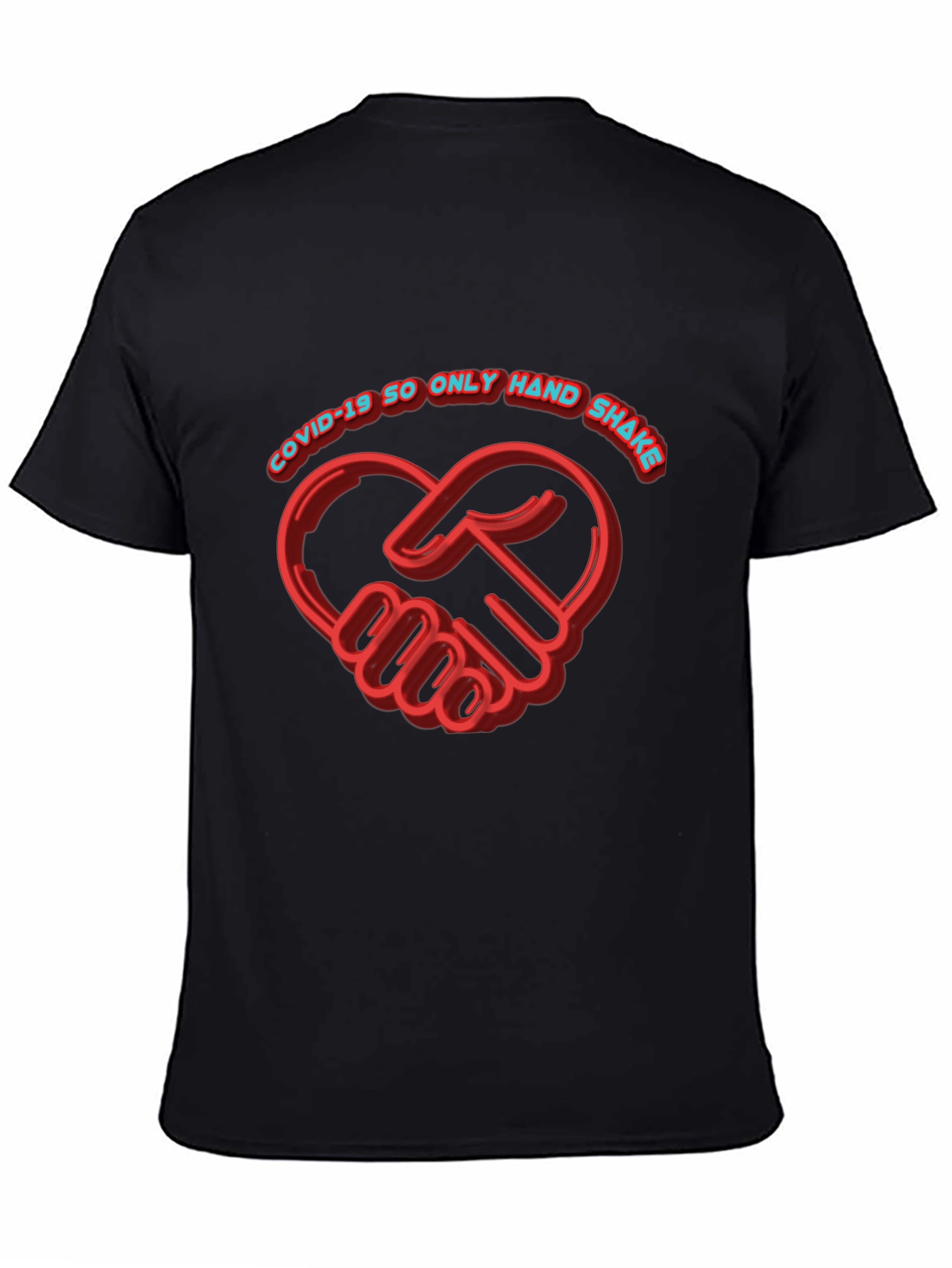COVID-19 Handshake Heart Black T-Shirt