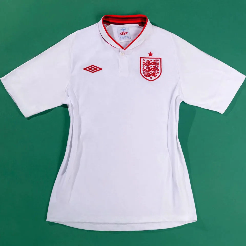 2012 England Home White Retro Soccer Jersey Back