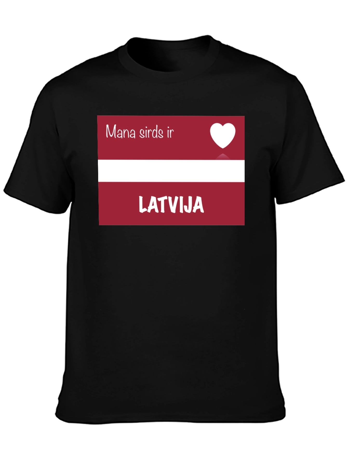 Latvia Heart T-Shirt - Mana sirds ir Latvija Black Tee