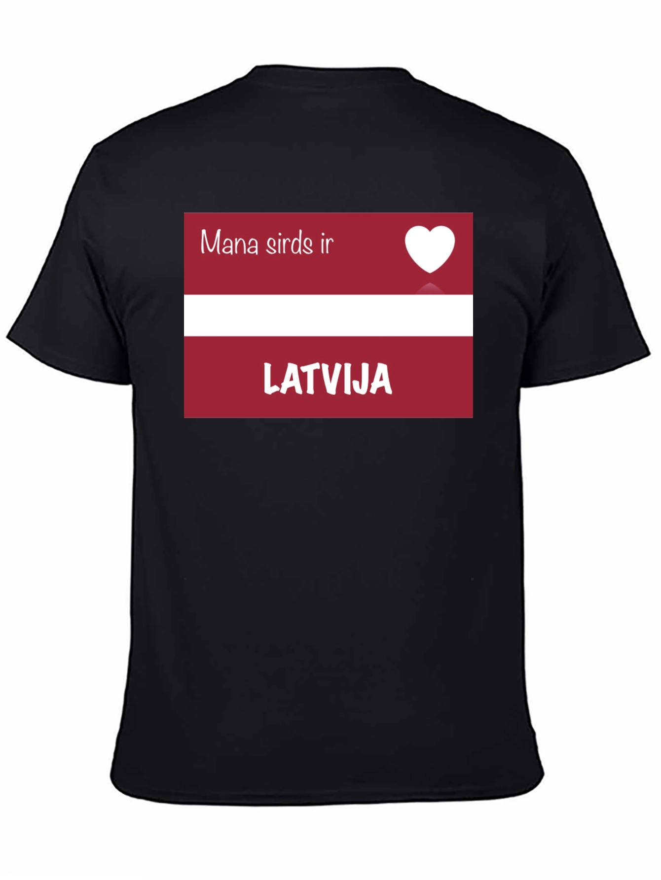 Latvia Heart T-Shirt - Mana sirds ir Latvija Black Tee