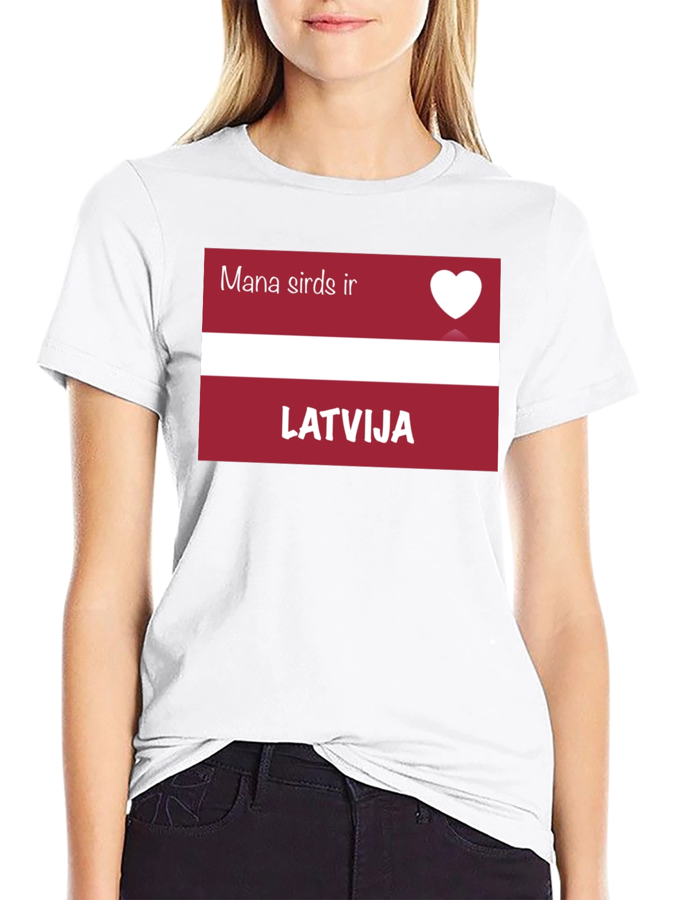 Latvia Heart T-Shirt - Mana sirds ir Latvija Black Tee