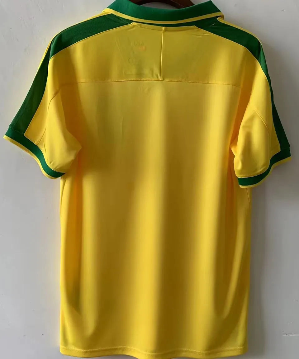 1997 Brazil Home Yellow Retro Soccer Jersey Back