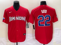 Men's 2023 World Baseball Classic #22 Juan Soto Dominican Republic Red Jerseys