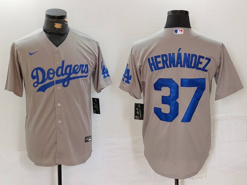 Men's Los Angeles Dodgers Teoscar Hernandez #37 Gray Replica Player Jerseys