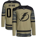 Men's Tampa Bay Lightning Camo Military Appreciation Team Authentic Custom Practice Jerseys