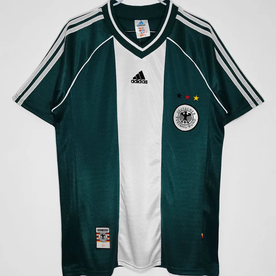 1998 Germany Away Green Retro Soccer Jersey Front