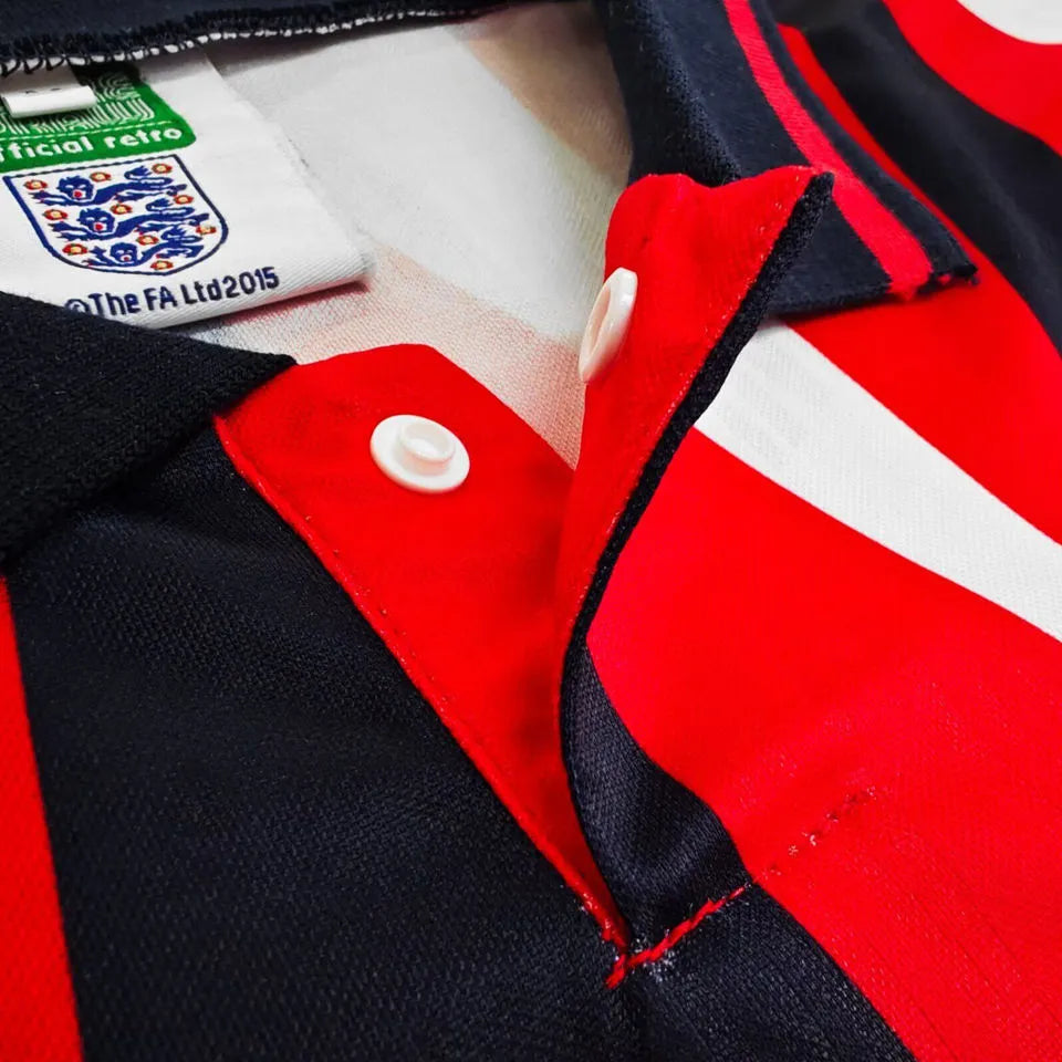 1992 England Away Red Retro Soccer Jersey Detail 2