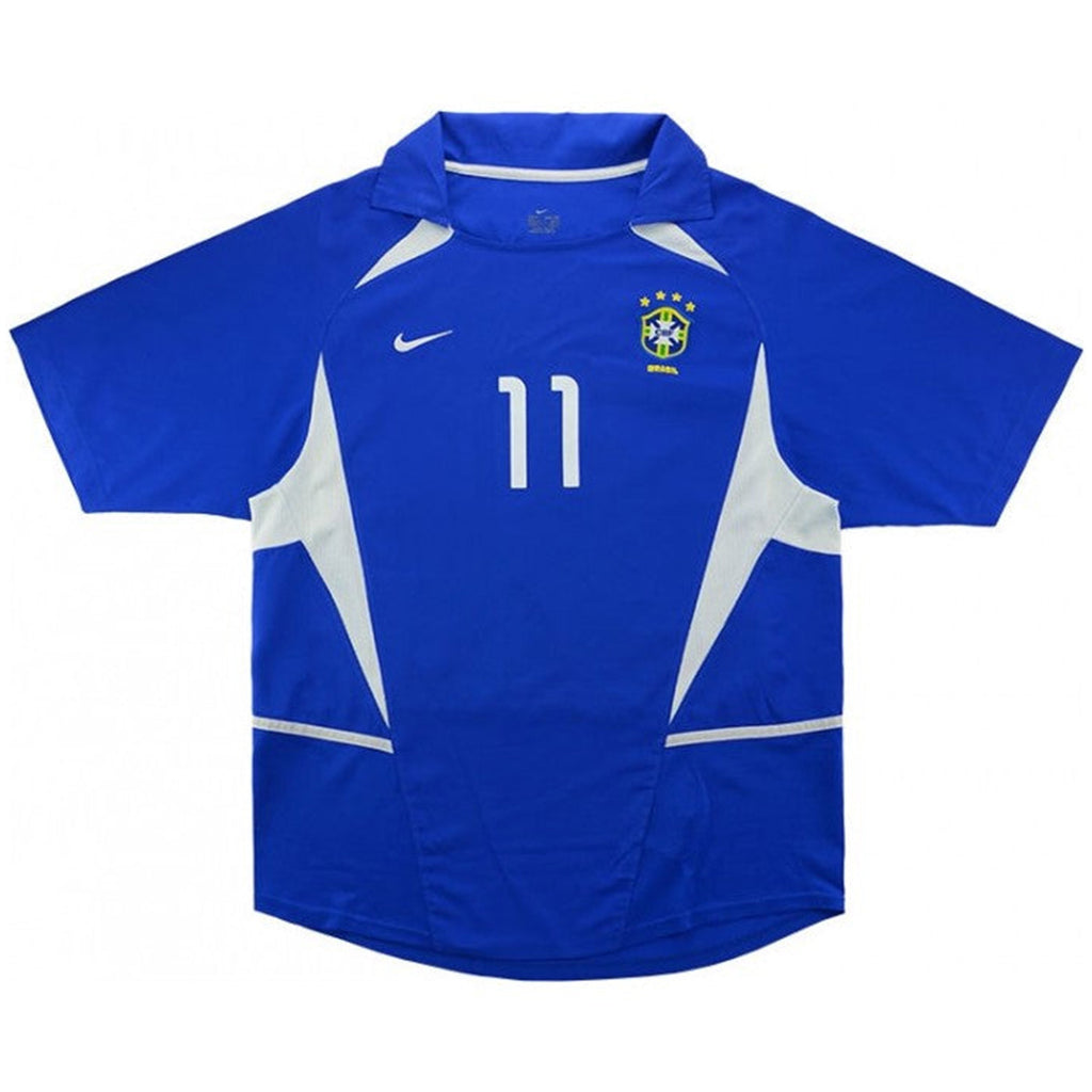 Ronaldinho #11 Retro Brazil Away Jersey World Cup 2002 Back