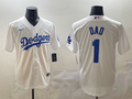 Men's Los Angeles Dodgers White #1 Dad Replica Player Jerseys