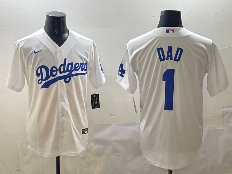 Men's Los Angeles Dodgers White #1 Dad Replica Player Jerseys