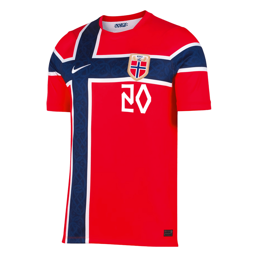 NUSA #20 Norway Home Soccer Jersey World Cup 2026 Red Image 3