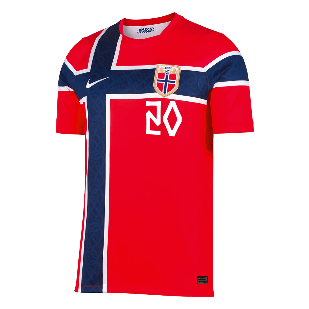 NUSA #20 Norway Home Soccer Jersey World Cup 2026 Red Image 3