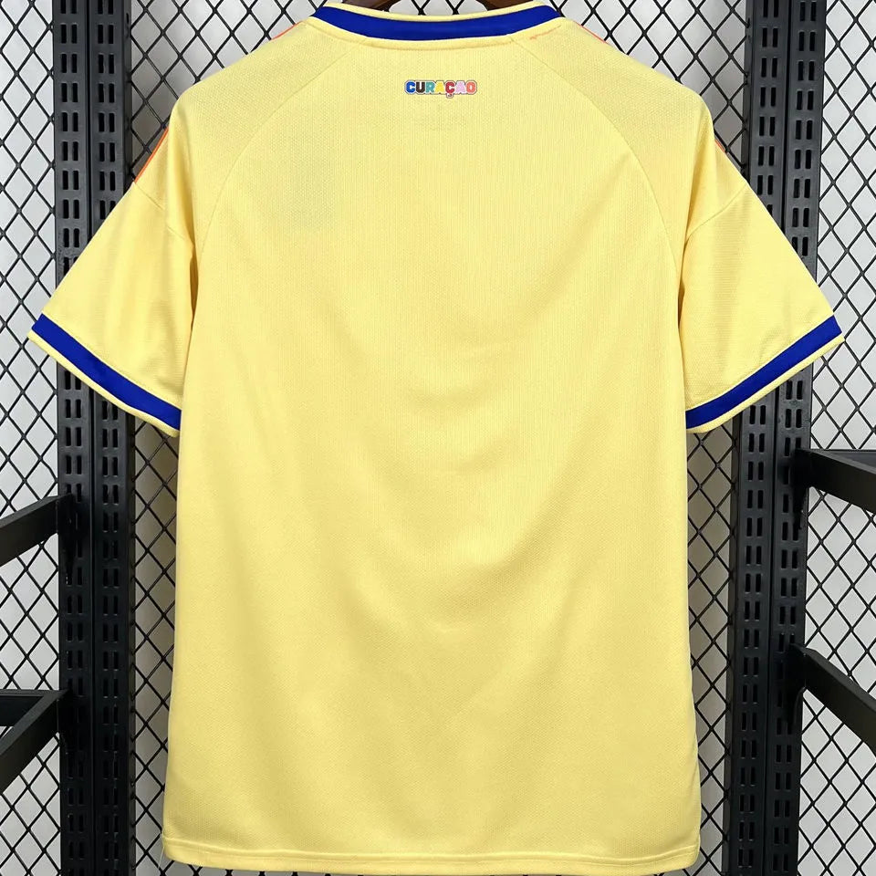 2026/27 Curacao Away Fans Soccer Jersey 库拉索 (Have Right Patch 有右臂章 黑底白字） Detail 1