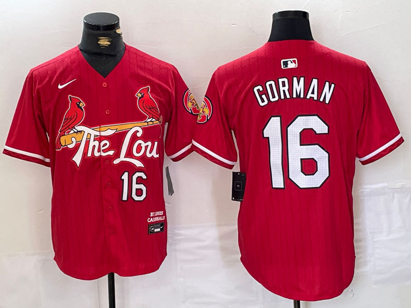 Men's St. Louis Cardinals Nolan Gorman #16 Red 2024 City Connect Limited Player Jerseys