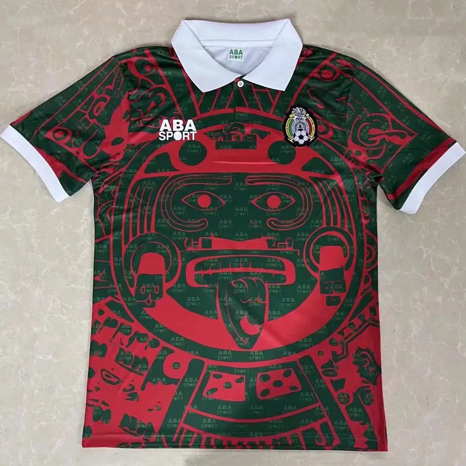 1997 Mexico Black Red Retro Soccer Jersey Front
