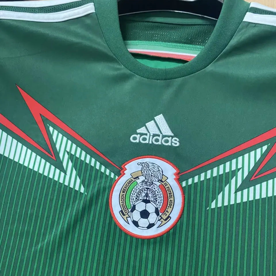 2014 Mexico Home Green Retro Soccer Jersey Detail 1