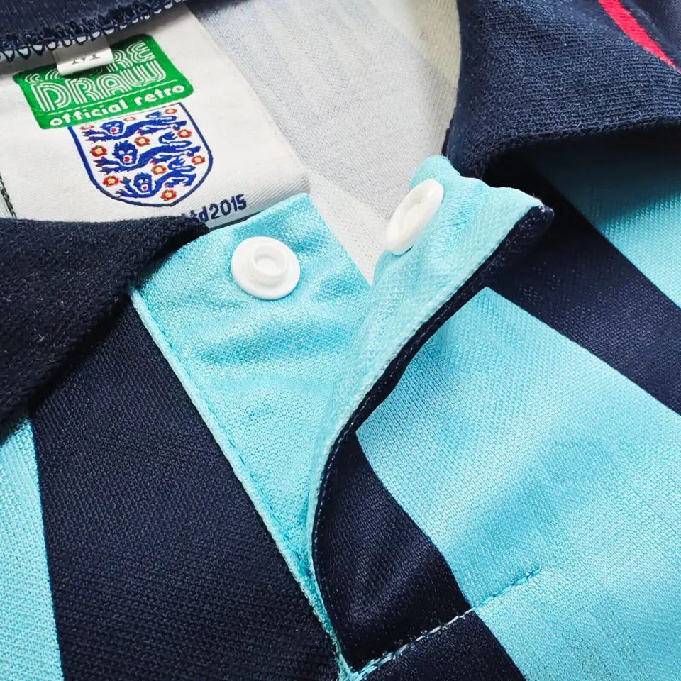 1992 England Third Blue Retro Soccer Jersey Detail 4