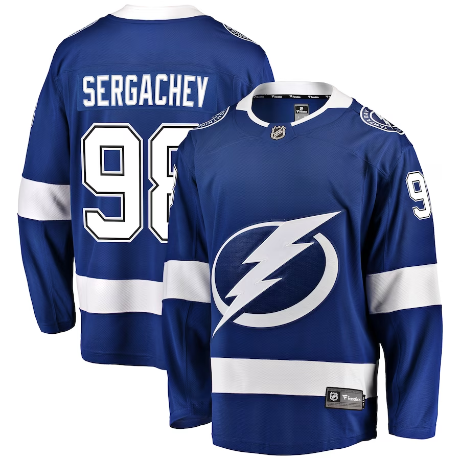 Men's Tampa Bay Lightning Mikhail Sergachev #98 Blue Home Breakaway Player Jerseys