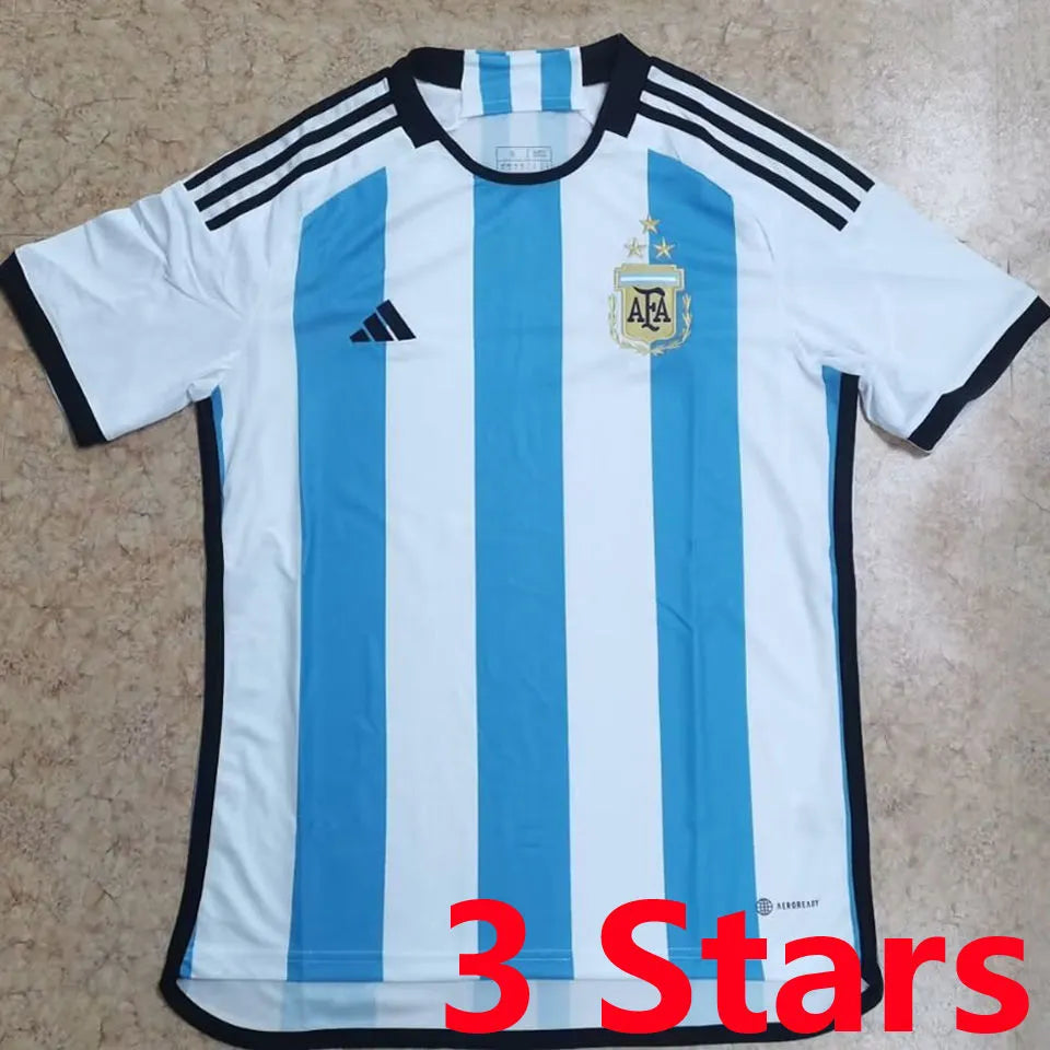 MESSI #10 Argentina 1:1 Quality Home 1:1 Fans Jersey (3 Stars And 3 Stars Font 3星字体) 2022/23 ★★ Detail 1
