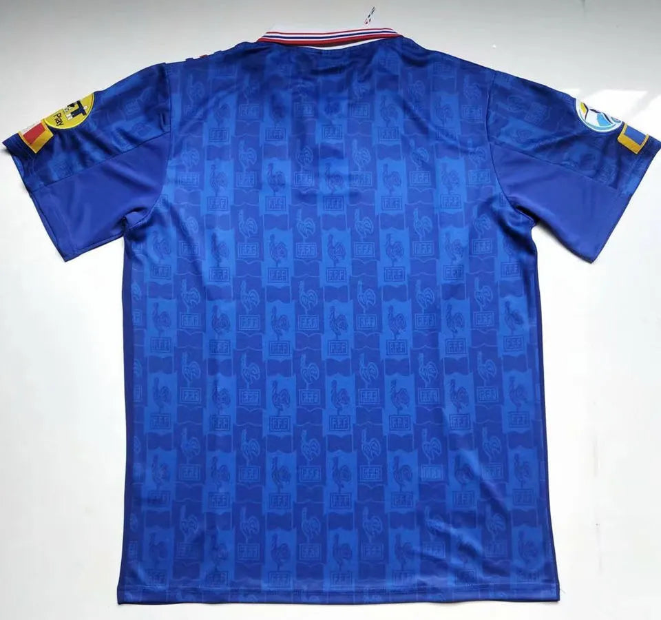 1996 France Home Blue Retro Soccer Jersey Back