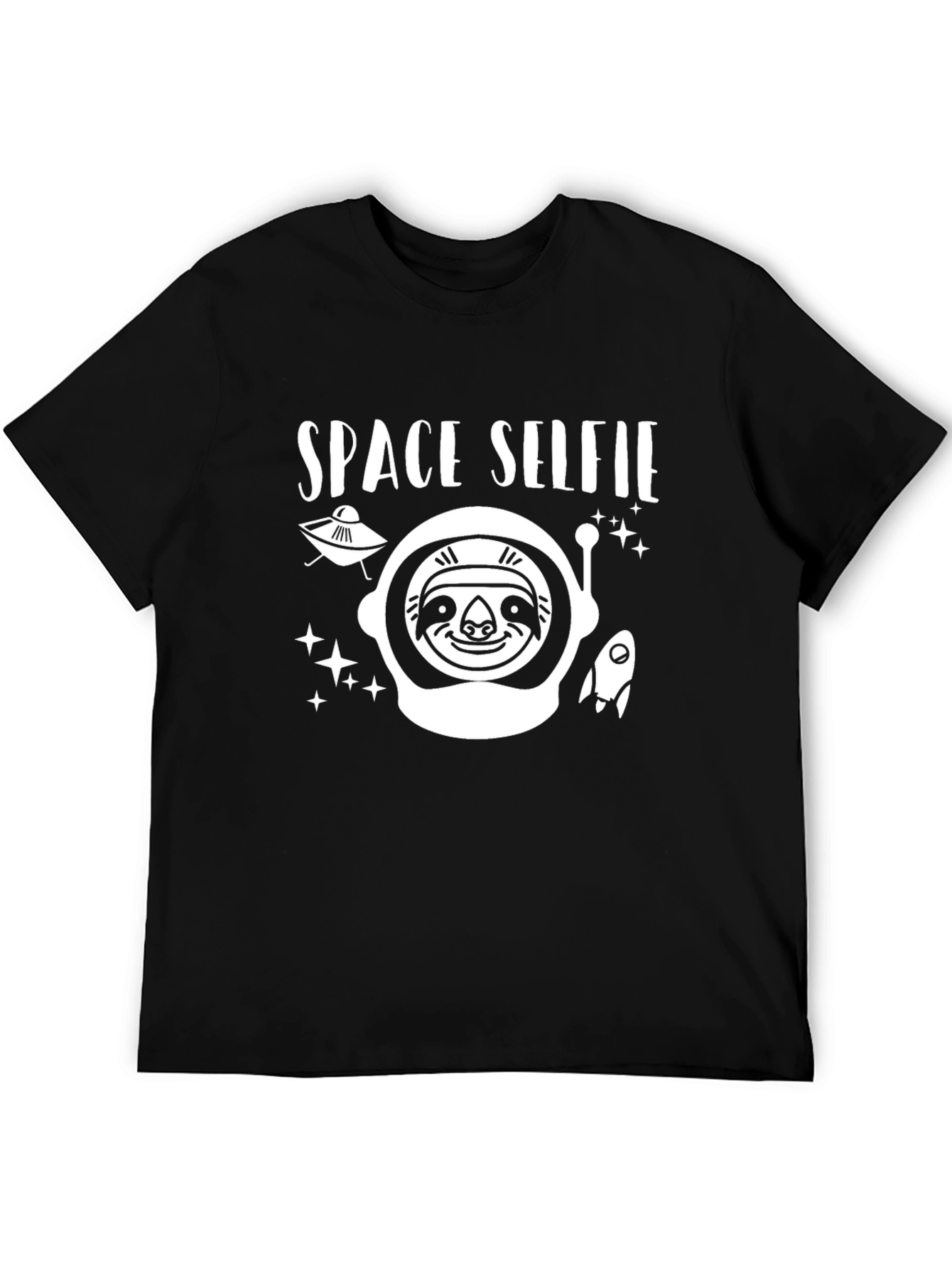 Space Selfie Sloth Graphic T-Shirt