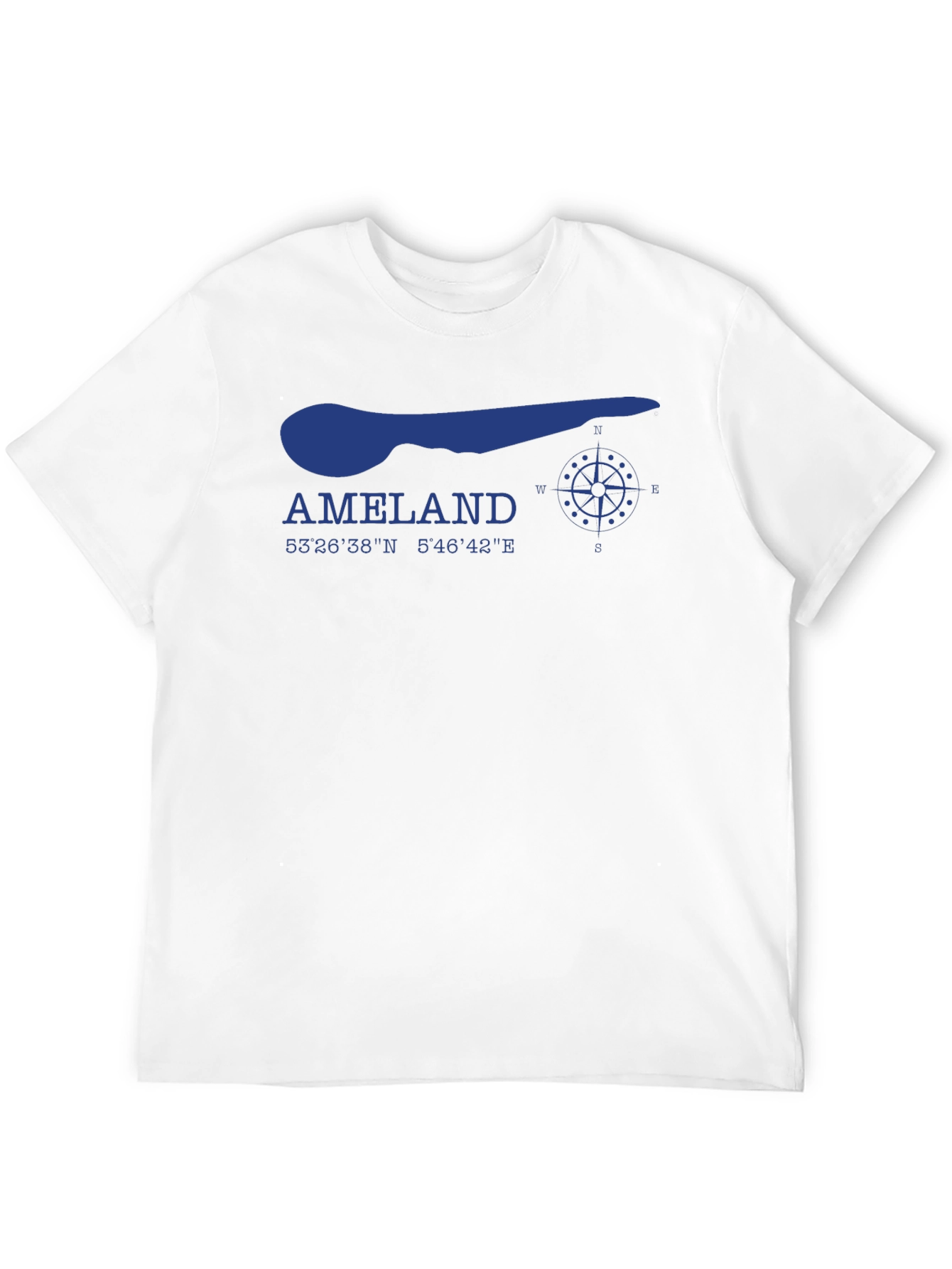Ameland Island Compass Tee - Black Cotton Shirt