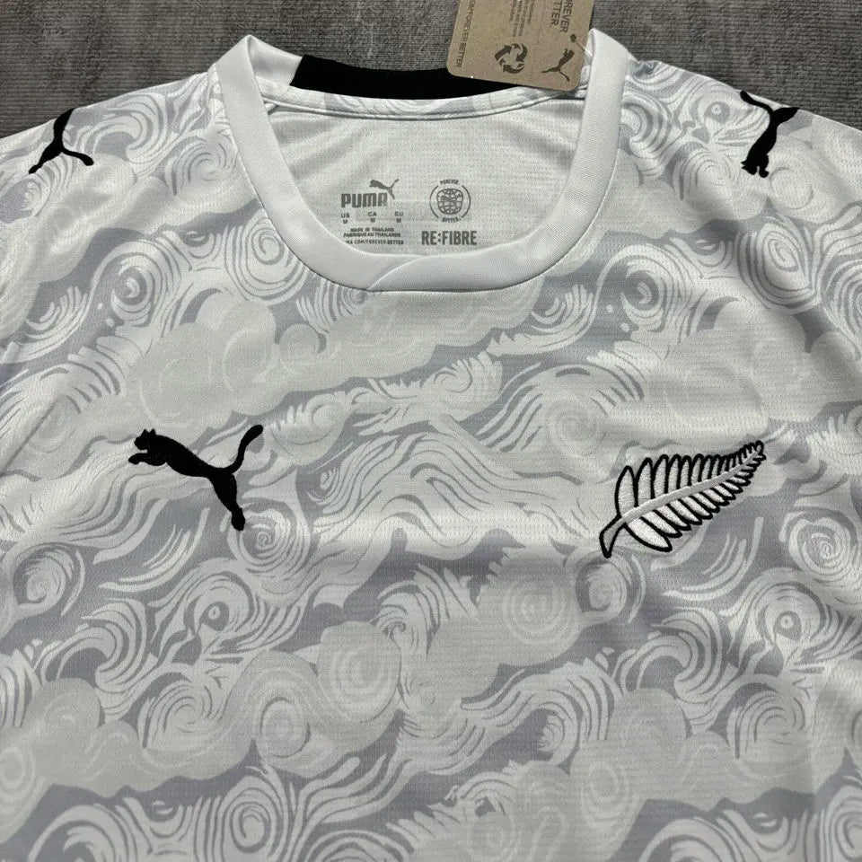 2026/27 New Zealand Home White Soccer Jersey (Have Right Patch 有右臂章 黑底白字） Detail 2
