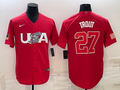 Men's 2023 World Baseball Classic #27 Mike Trout USA Red Jerseys