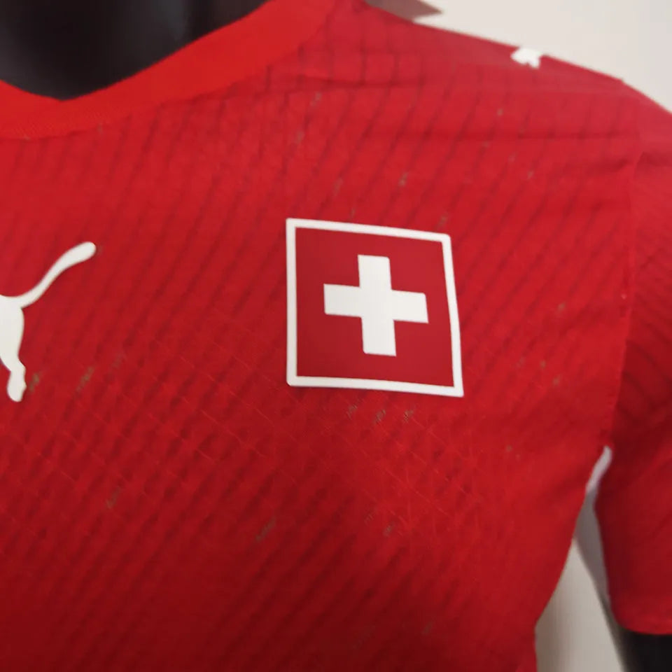 2026/27 Switzerland Home Red Player Version Soccer Jersey Detail 2