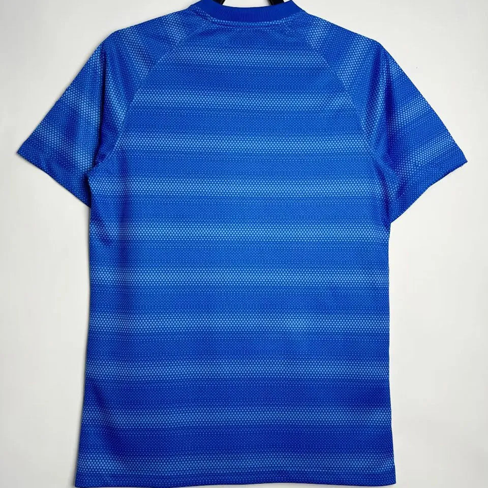 2014 Brazil Away Blue Retro Soccer Jersey Back
