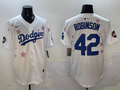 Men's Los Angeles Dodgers Jackie Robinson #42 White Alternate Replica Player Jerseys