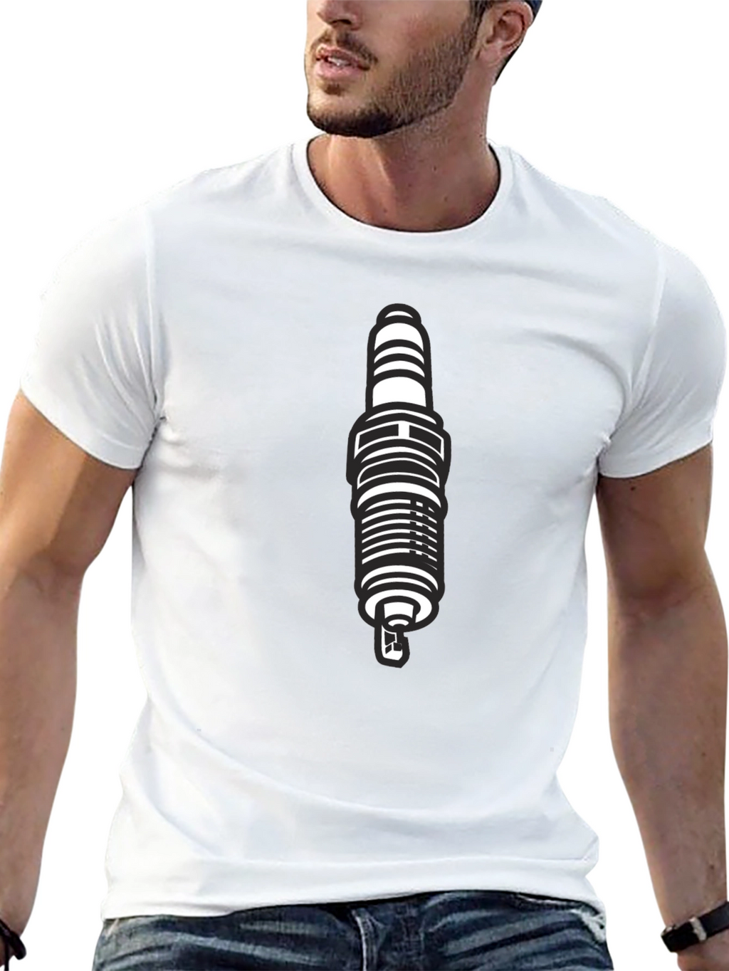 Black Spark Plug Graphic T-Shirt for Men