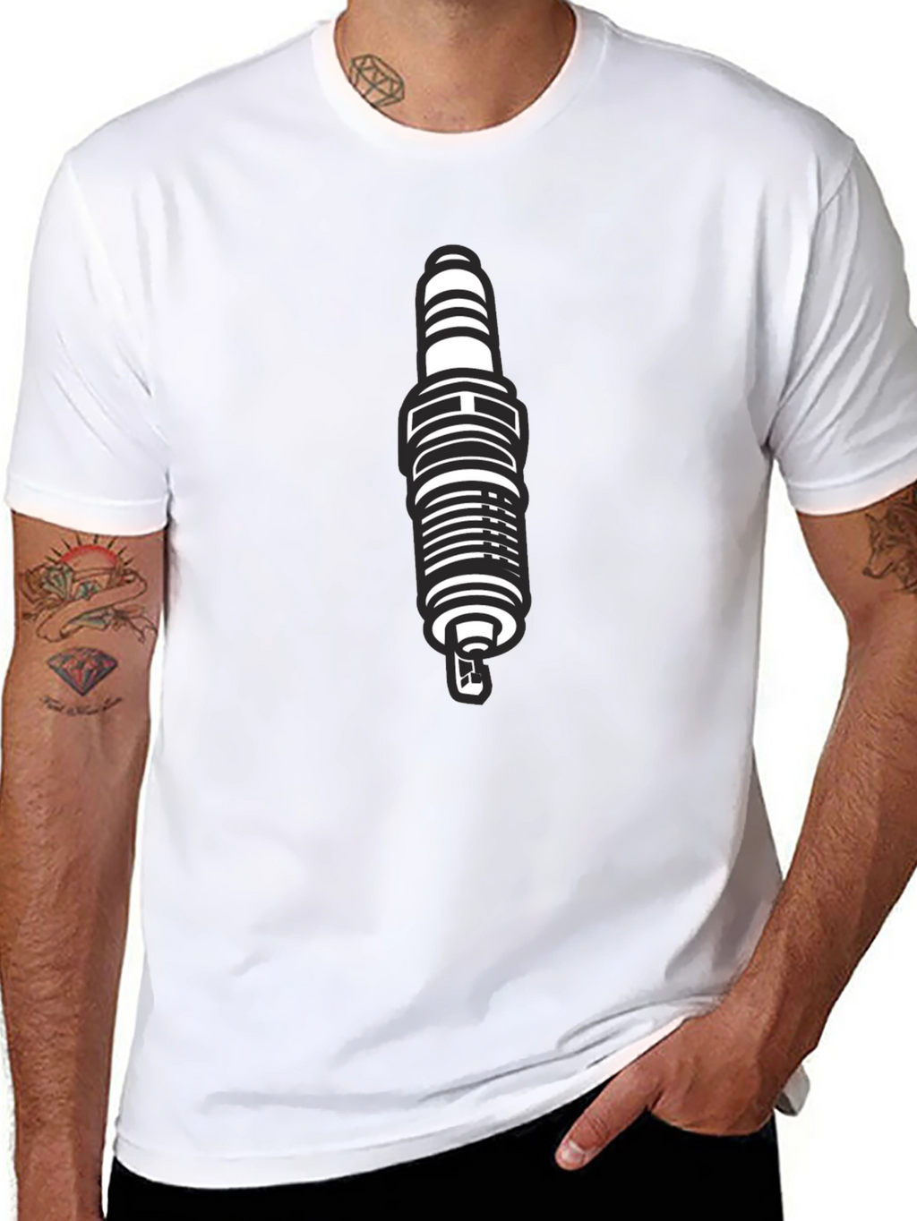 Black Spark Plug Graphic T-Shirt for Men