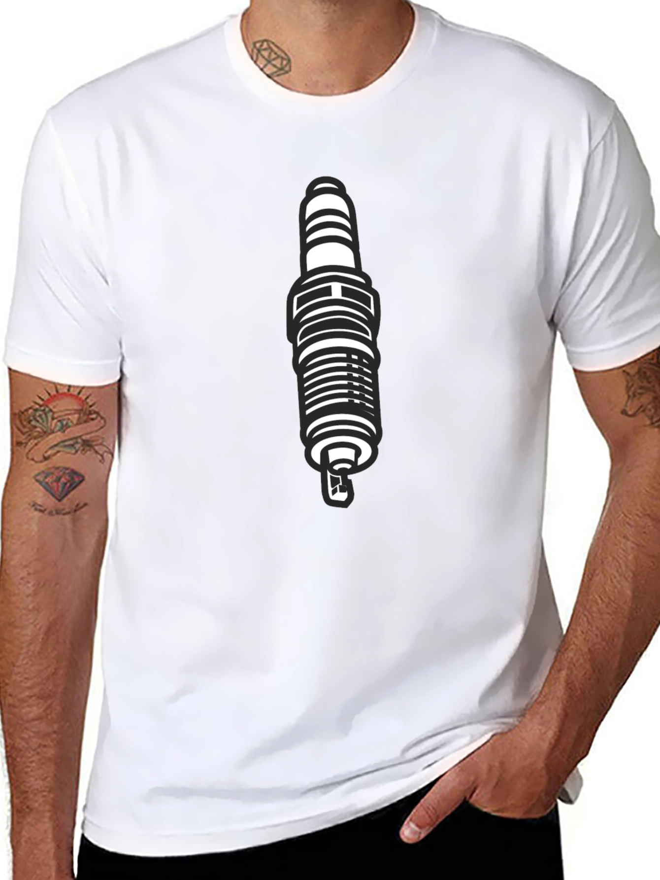 Black Spark Plug Graphic T-Shirt for Men
