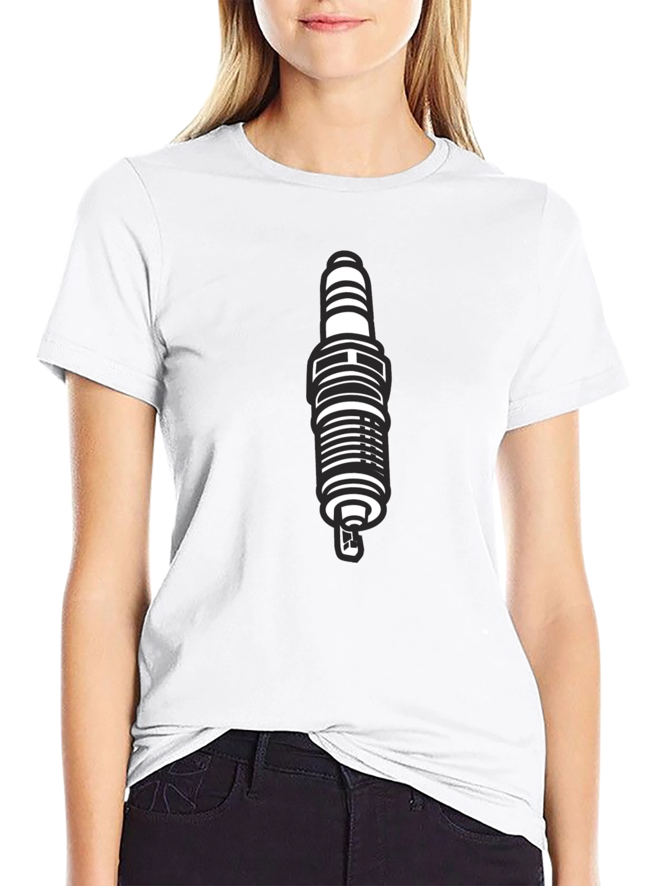 Black Spark Plug Graphic T-Shirt for Men