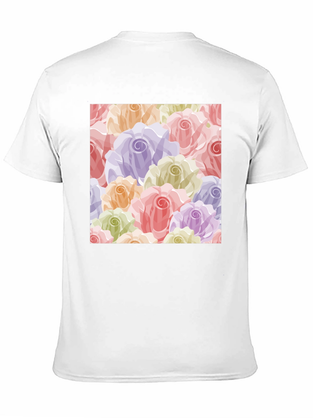 Floral Roses Pattern T-Shirt - Black