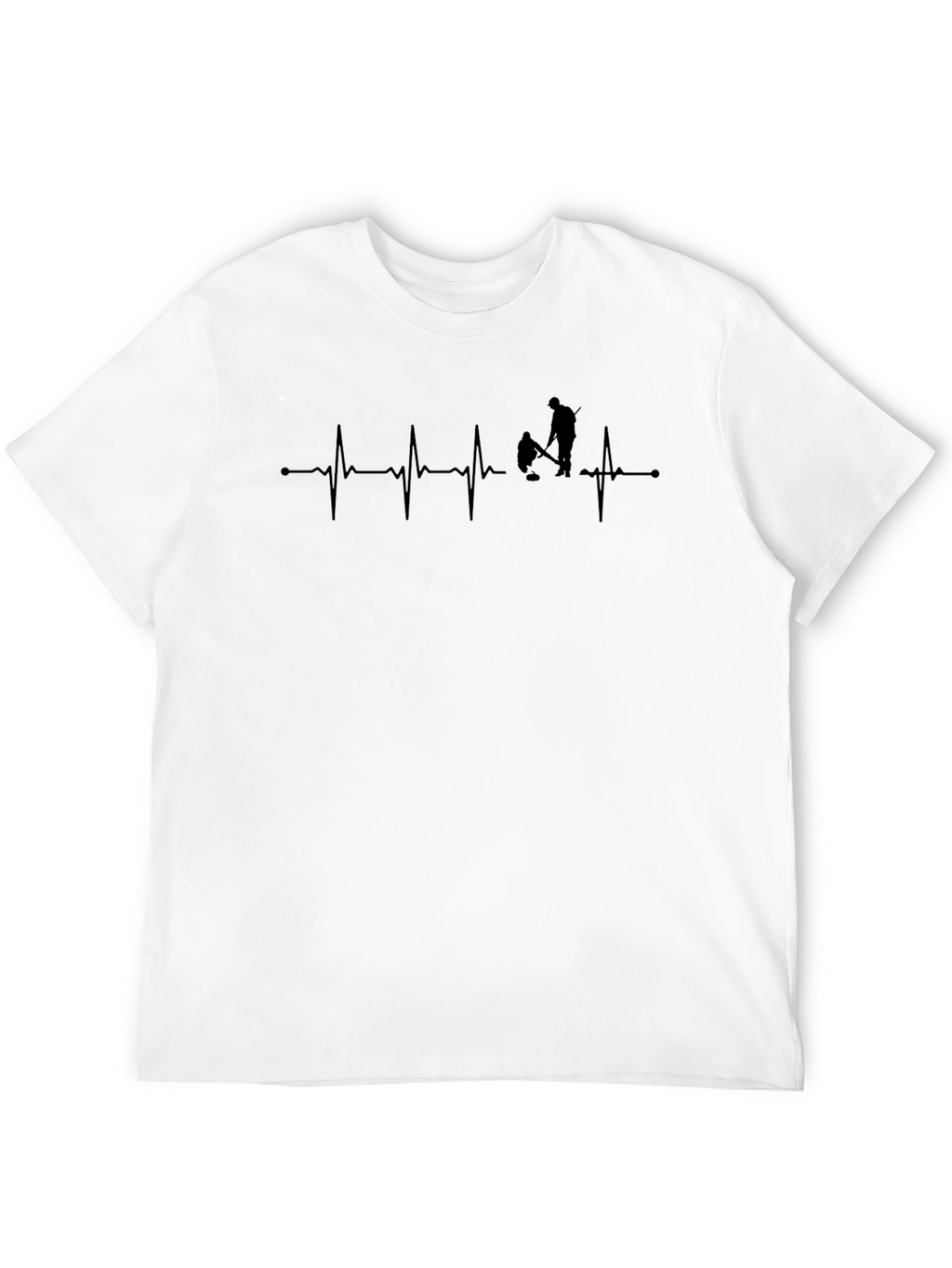 Curling Heartbeat T-Shirt - Black Graphic Tee