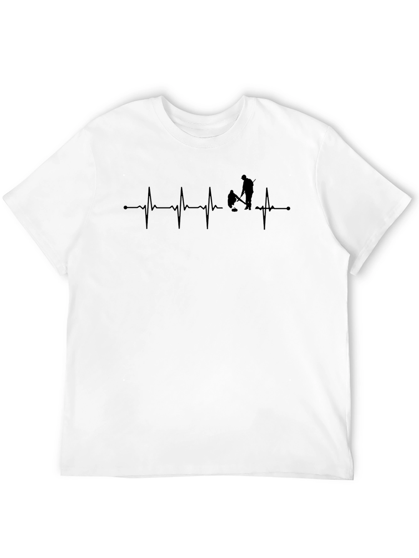 Curling Heartbeat T-Shirt - Black Graphic Tee