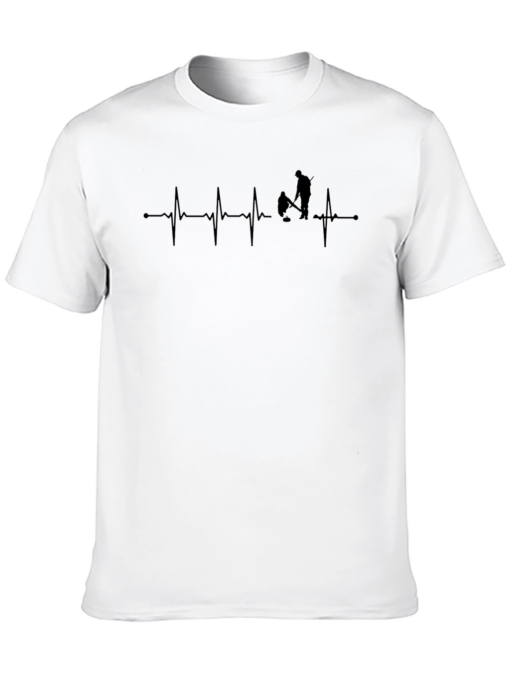 Curling Heartbeat T-Shirt - Black Graphic Tee