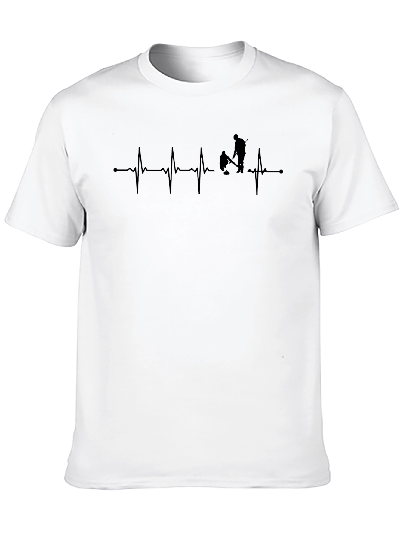 Curling Heartbeat T-Shirt - Black Graphic Tee
