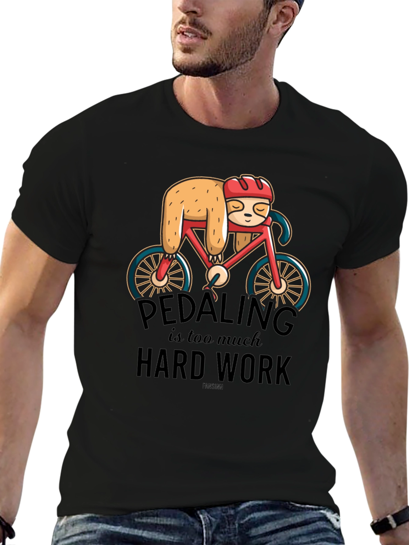 Sloth on Bike T-Shirt - Pedaling is Too Much Hard Work