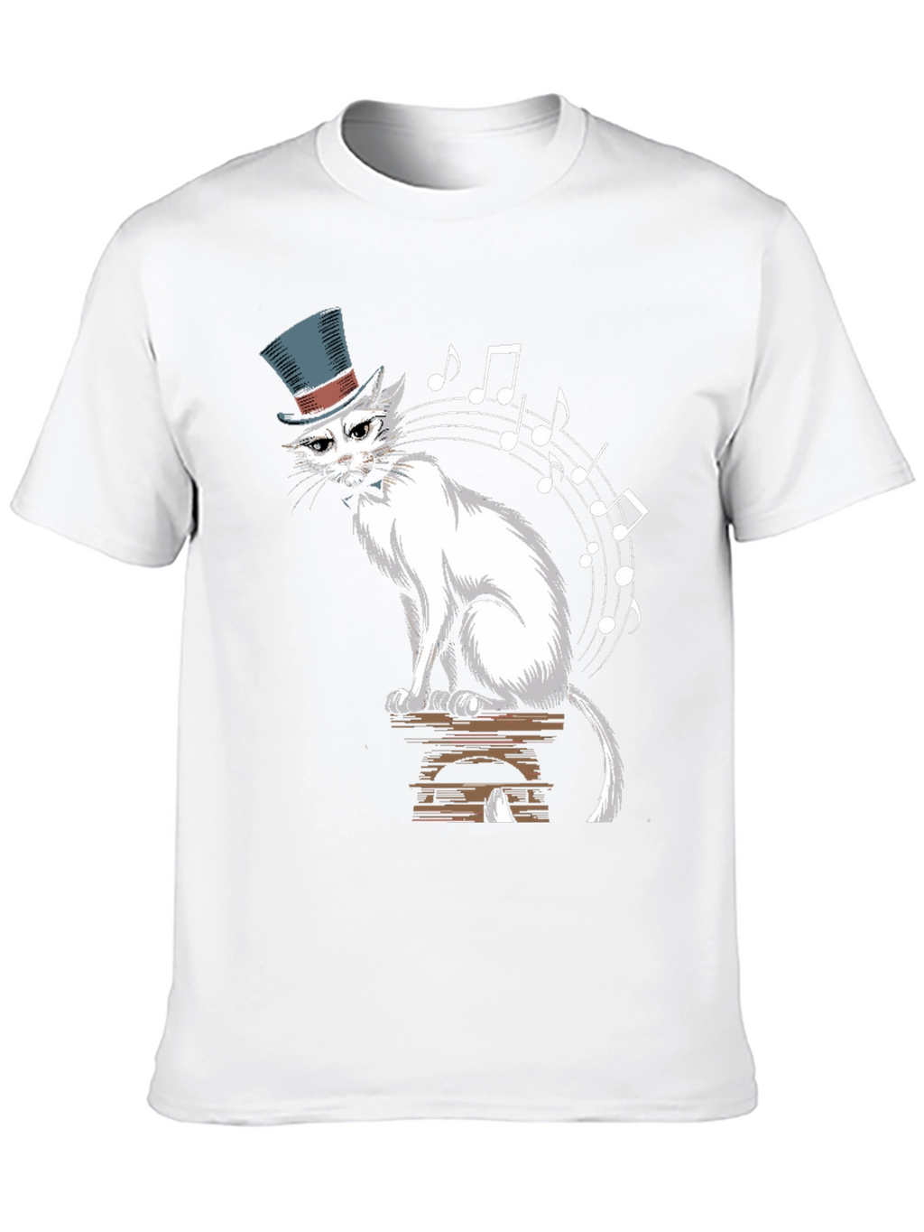 Top Hat Cat Music Notes Graphic Tee