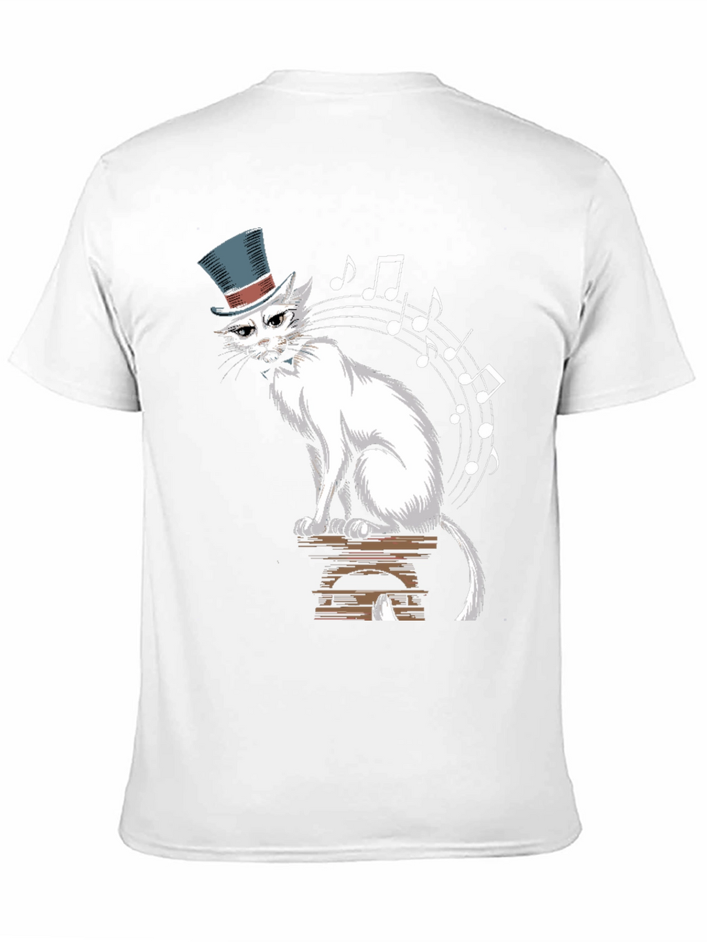 Top Hat Cat Music Notes Graphic Tee