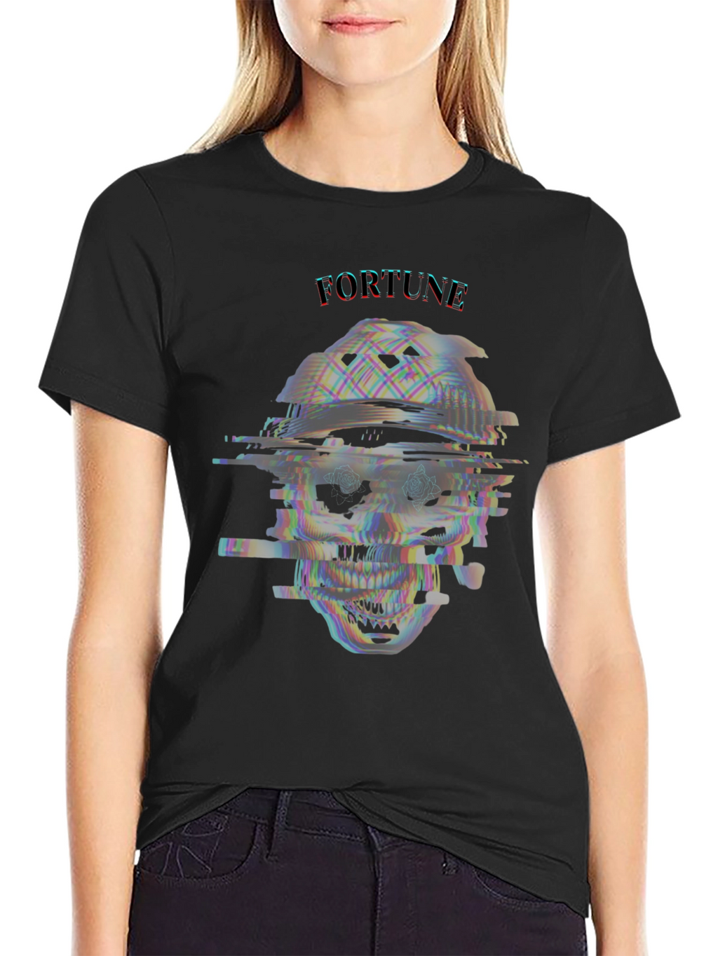 Glitch Skull T-Shirt - Fortune Tee