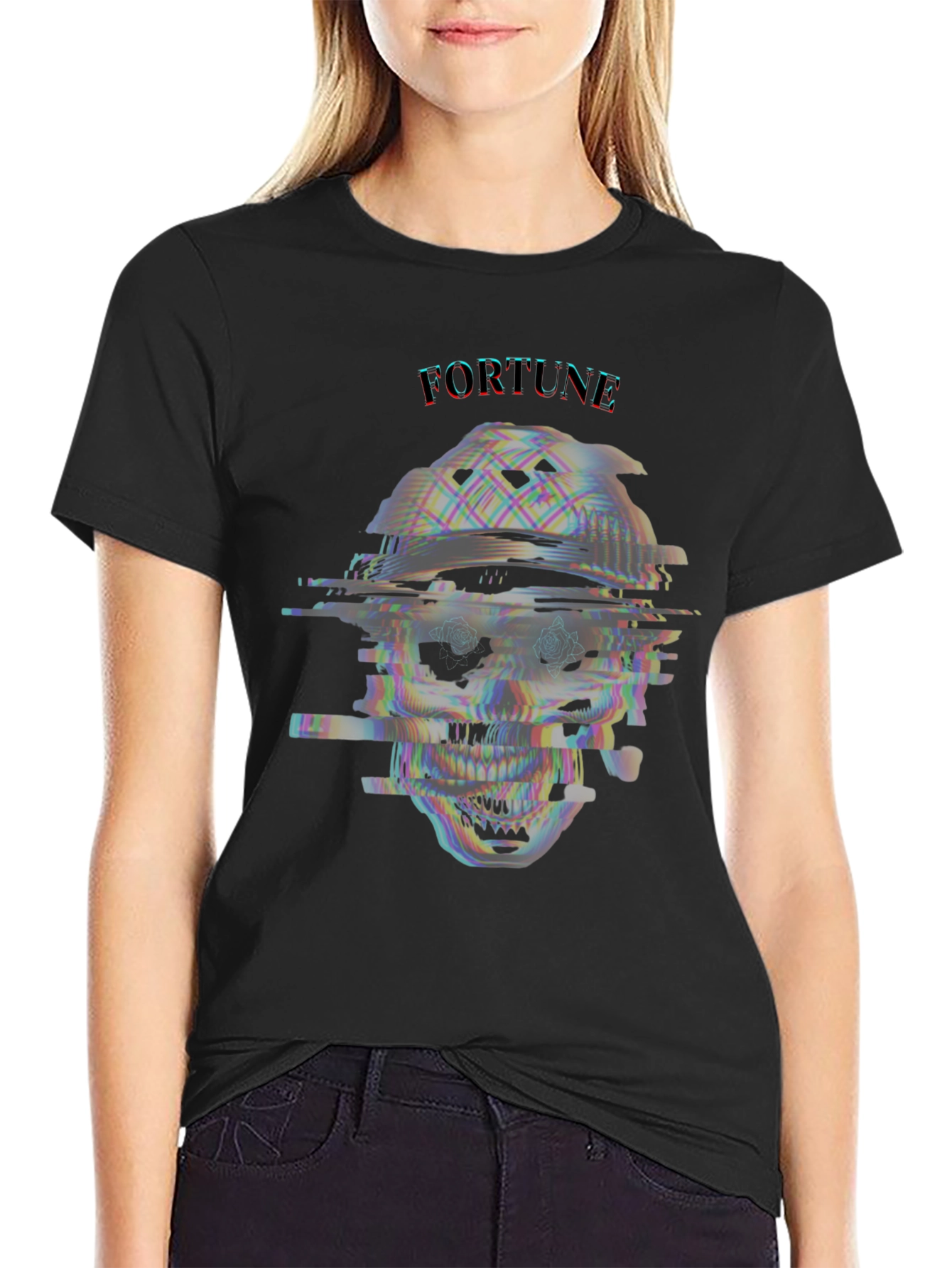 Glitch Skull T-Shirt - Fortune Tee