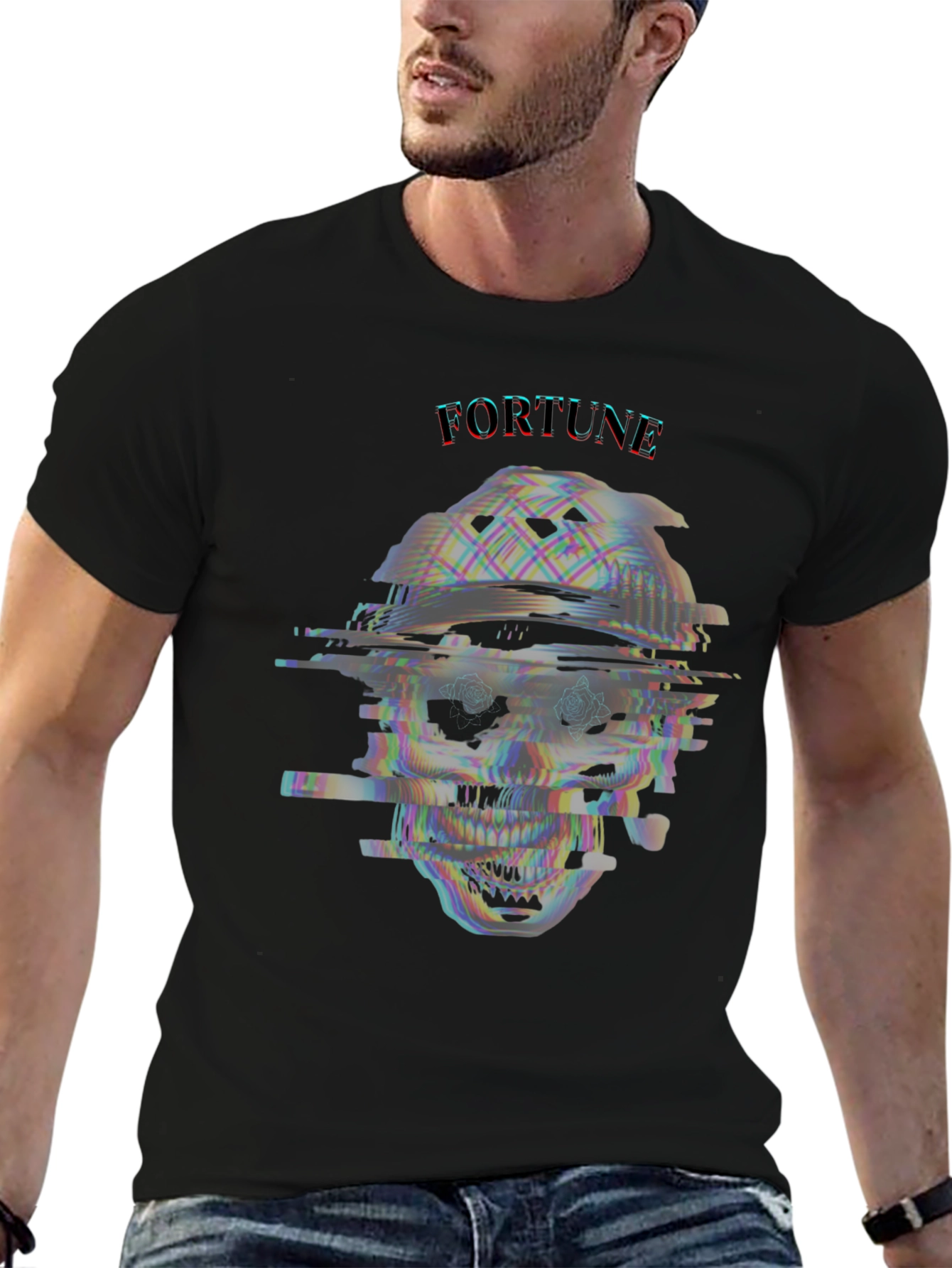 Glitch Skull T-Shirt - Fortune Tee