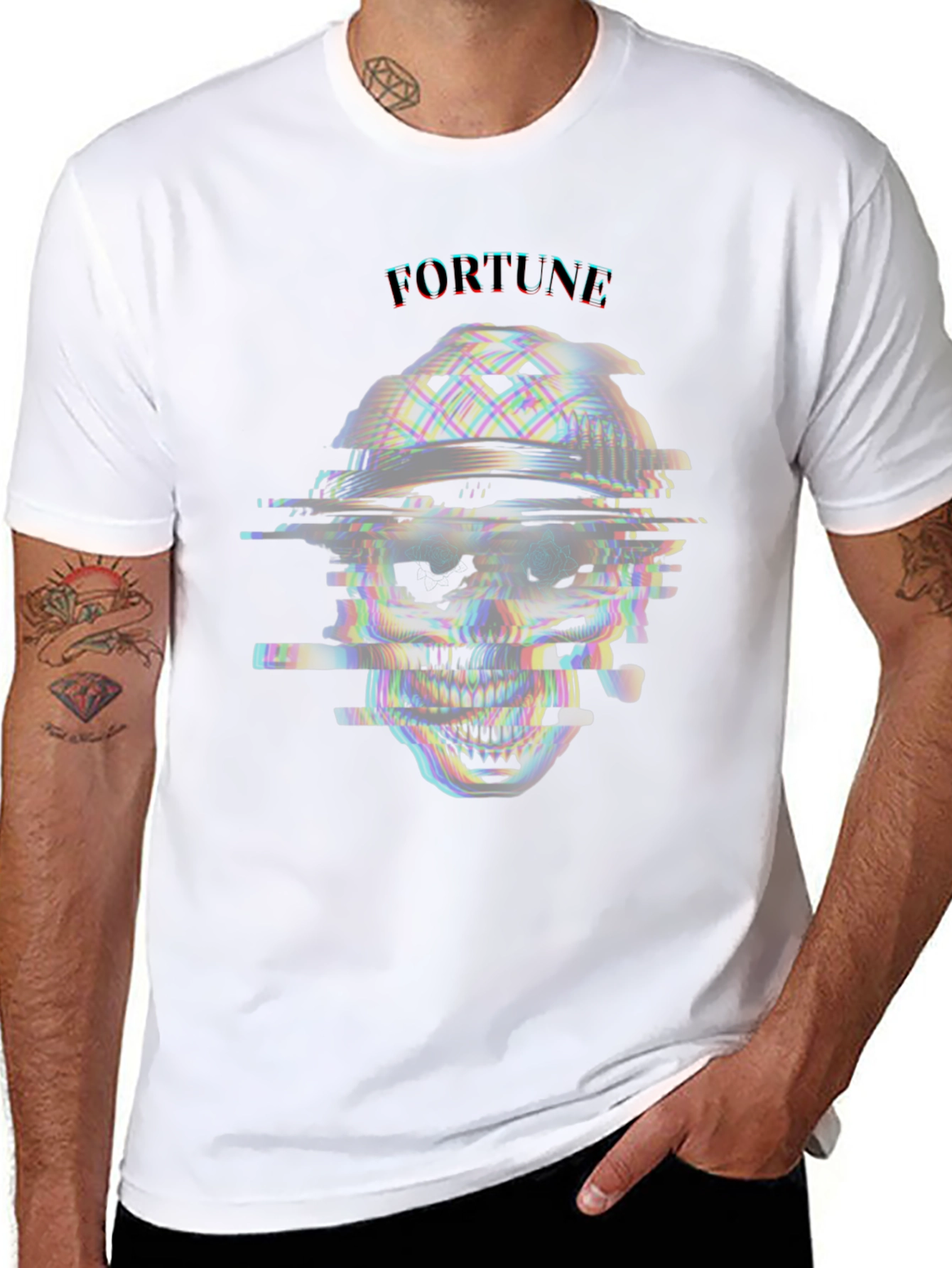 Glitch Skull T-Shirt - Fortune Tee