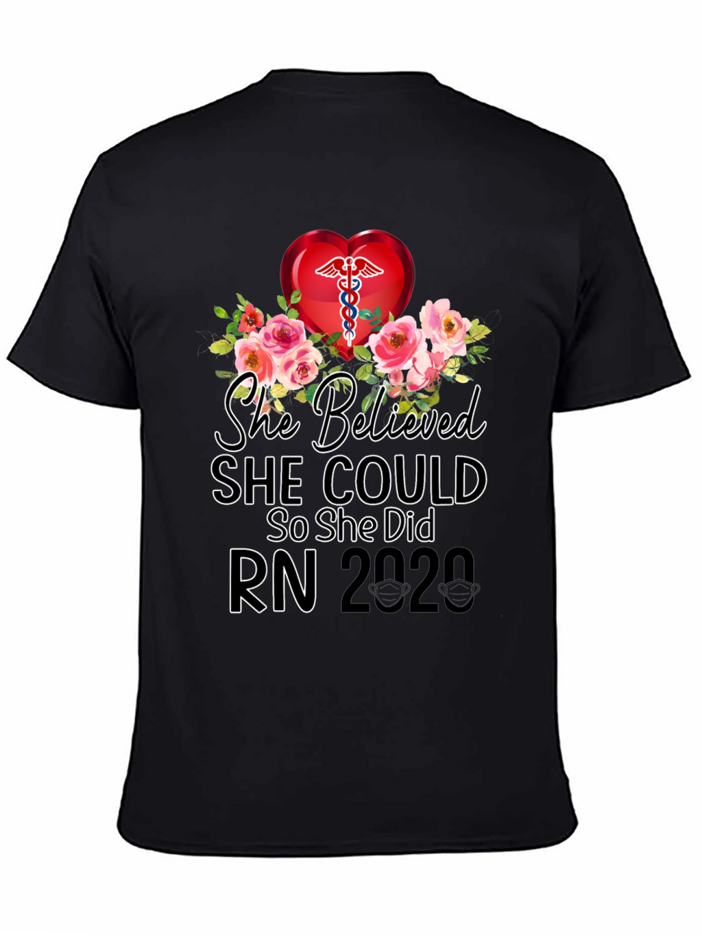 Nurse RN 2020 Floral Graphic T-Shirt